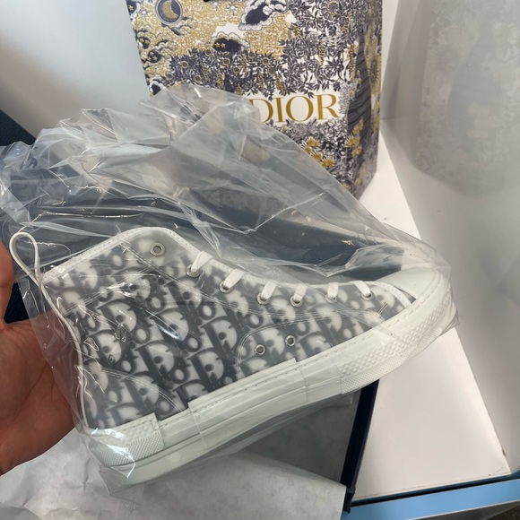 DIOR HOMME:B23 HIGH-TOP in White and Black size 45 - Picture 14 of 14
